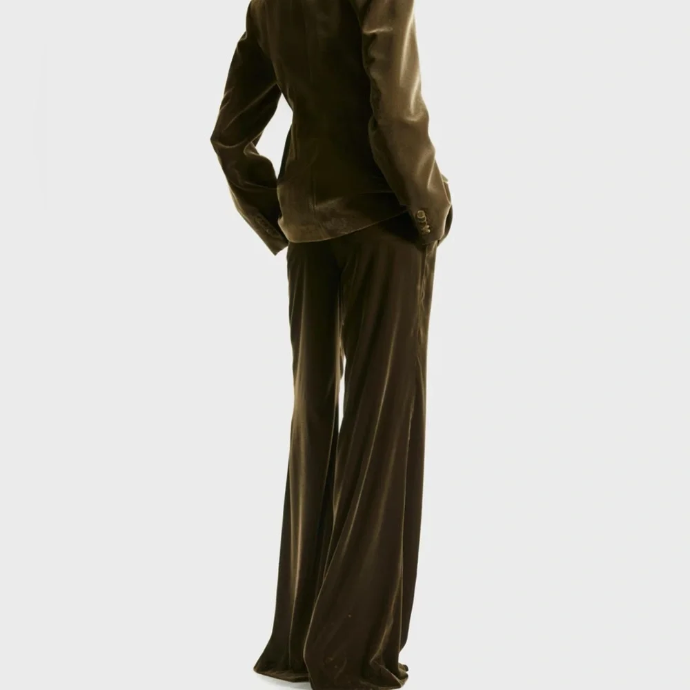 H&M Elegant Olive Green velvet Women's bootcut Pants size 10 NWT - Picture 3 of 6